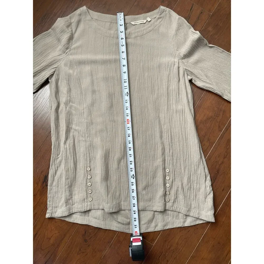 Soft Surroundings Oceo Gauze Tunic Top Pebble Taupe Button Detail Size Large - Picture 8 of 10
